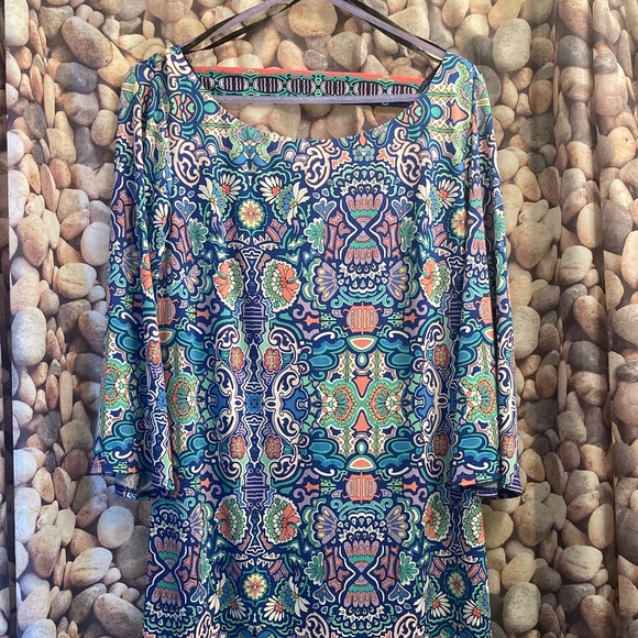 Laundry by Shelli Segal - printed tunic dress sz M patterned - 3/4 sleeve - Picture 1 of 5